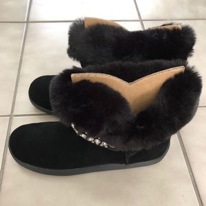 Black fur boots.